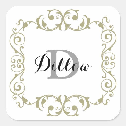 金ゴールドモノグラムシール スクエアシール (正面)