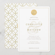 金ゴールドモノグラムジオメトリックエレガントウェディング招待状