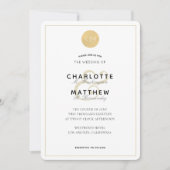 金ゴールドモノグラムジオメトリックエレガントウェディング招待状 招待状 (正面)