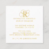 金ゴールドモノグラムジュエリーデザイナー名刺 スクエア名刺 (裏面)