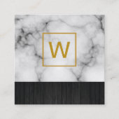 金ゴールドモノグラムスクエアマーブル スクエア名刺 (正面)
