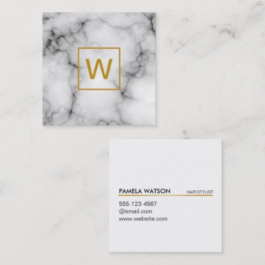金ゴールドモノグラムスクエアマーブル スクエア名刺 (正面/裏面)