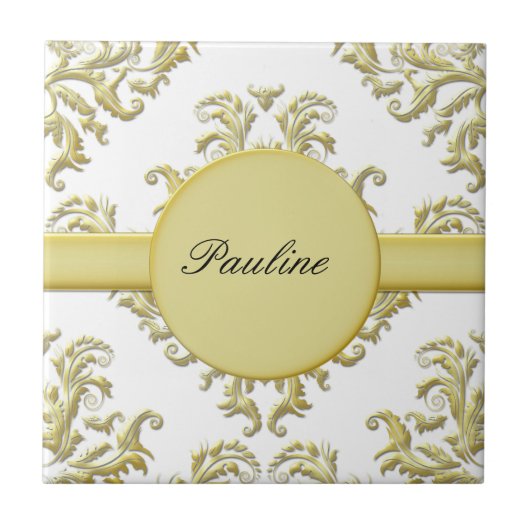 金ゴールドモノグラムセラミックタイル タイル (正面)