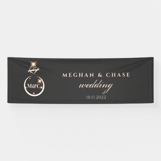 金ゴールドモノグラムダイヤモンドリングや輪結婚ズ 横断幕 (横)