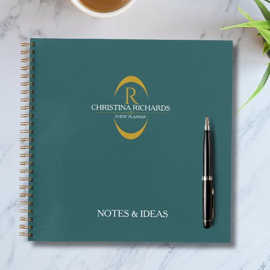 金ゴールドモノグラムティール(緑がかった色)モダンエレガント事業 ノートブック