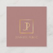 金ゴールドモノグラムデザインテンプレートモダンエレガント スクエア名刺 (正面)