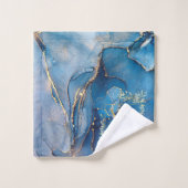 金ゴールドモノグラムネームグリーナリーブルーアゲテゲード バスタオルセット (ウォッシュタオル)