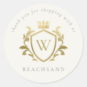 金ゴールドモノグラムフローラクラウンクレスト注文ありがとう ラウンドシール (正面)