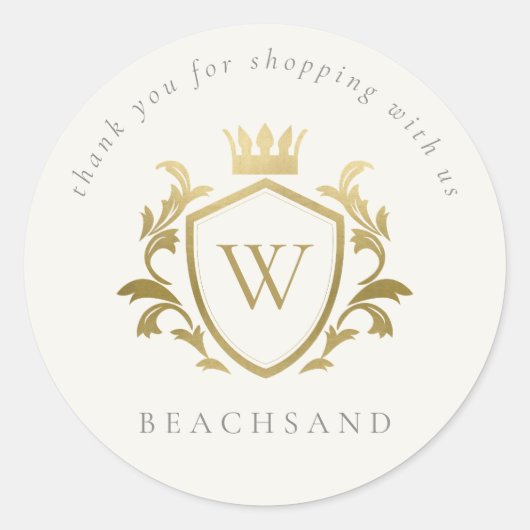 金ゴールドモノグラムフローラクラウンクレスト注文ありがとう ラウンドシール (正面)