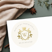 金ゴールドモノグラムフローラクラウンクレスト注文ありがとう ラウンドシール