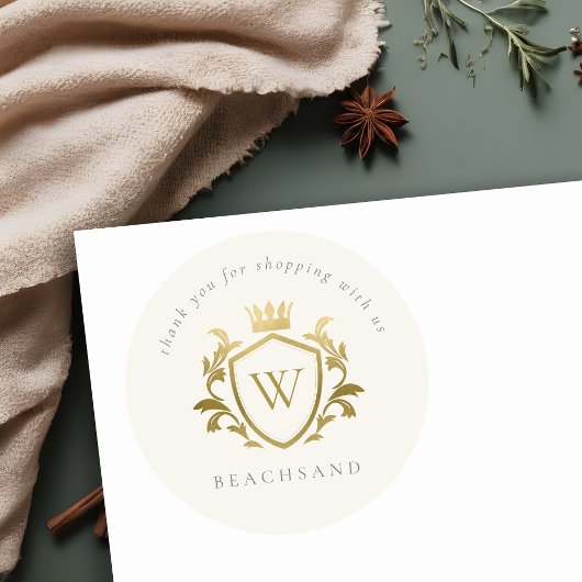 金ゴールドモノグラムフローラクラウンクレスト注文ありがとう ラウンドシール