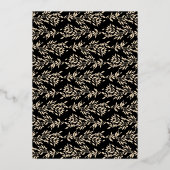 金ゴールドモノグラムブラッククラシッククレスト結婚ズ 箔招待状 (裏面)