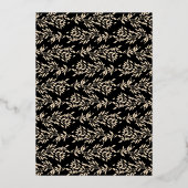 金ゴールドモノグラムブラッククラシッククレスト結婚ズ 箔招待状 (裏面)