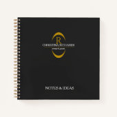 金ゴールドモノグラムブラックモダンビジエレガントネス ノートブック (正面)