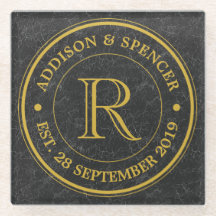 金ゴールドモノグラムブラック結婚レザー記念日