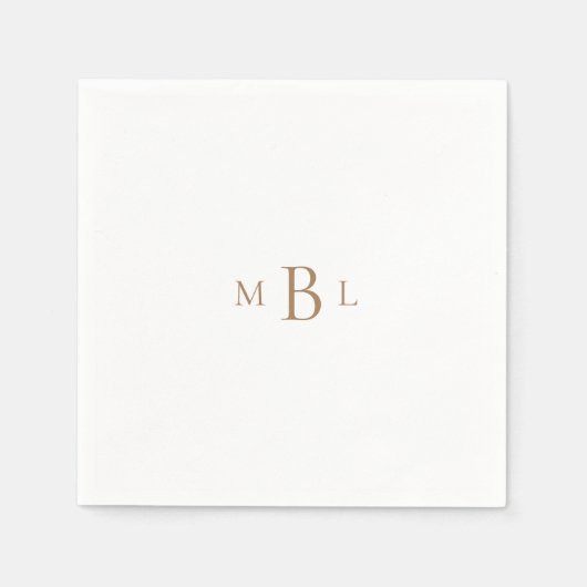 金ゴールドモノグラムホワイトエレガントなウェディングカクテルII スタンダードカクテルナプキン (正面)