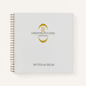 金ゴールドモノグラムモダングエレガントレイ ノートブック (正面)