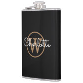 金ゴールドモノグラムモダンスクリプトブラック フラスク (左)
