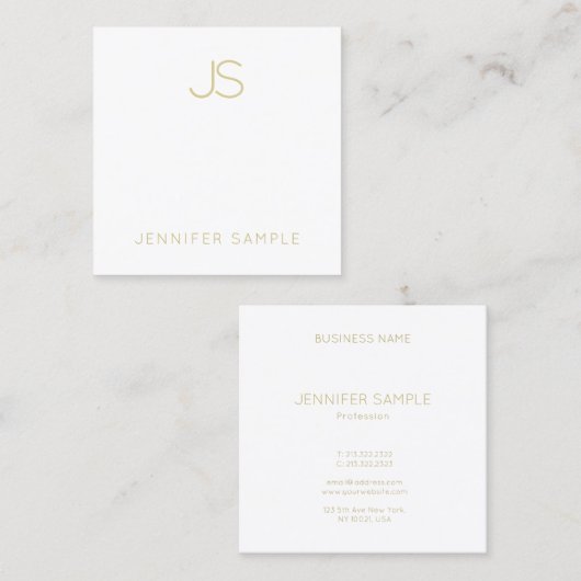 金ゴールドモノグラムモダンプお洒落ラファッショナブル スクエア名刺 (正面/裏面)