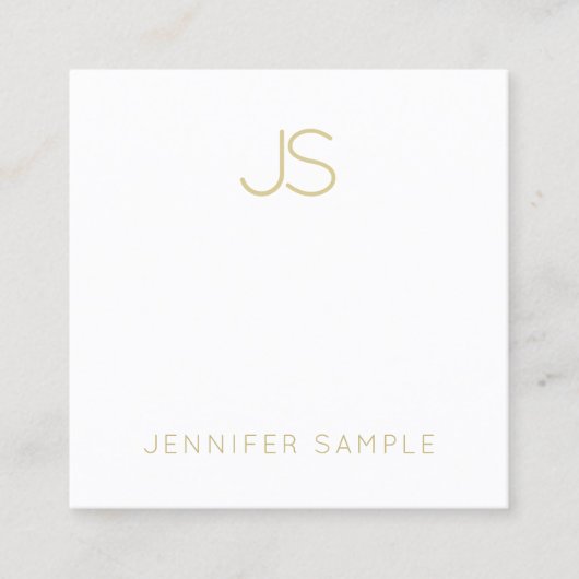 金ゴールドモノグラムモダンプお洒落ラファッショナブル スクエア名刺 (正面)