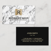 金ゴールドモノグラムロモダンゴマーブル建築 名刺 (正面/裏面)