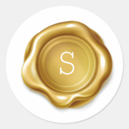 金ゴールドモノグラムワックス溶融シール金属ルックステッカー ラウンドシール