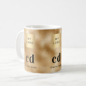 金ゴールドモノグラム名事業ロゴ コーヒーマグカップ (正面左)