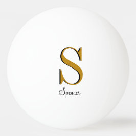 金ゴールドモノグラム名前をカスタムするイニシャル 卓球ボール