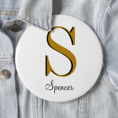 金ゴールドモノグラム名前をカスタムするイニシャル 缶バッジ (インサイチュ)