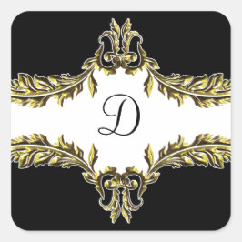 金ゴールドモノグラム封筒用シール スクエアシール