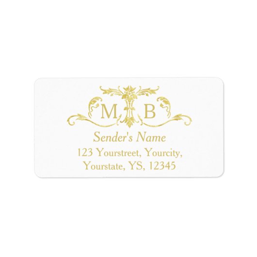 金ゴールドモノグラム差出人住所ラベル金ゴールドラベル ラベル (正面)
