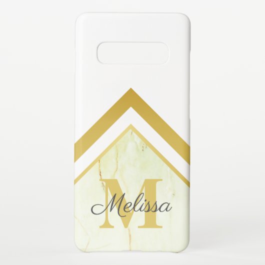 金ゴールドモノグラム幾何大理石 iPhone 16ケース (裏面)