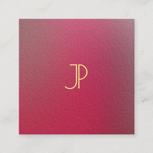 金ゴールドモノグラム構造化テクスチャルルックテンプレート スクエア名刺 (正面)