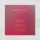 金ゴールドモノグラム構造化テクスチャルルックテンプレート スクエア名刺 (裏面)