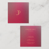 金ゴールドモノグラム構造化テクスチャルルックテンプレート スクエア名刺 (正面/裏面)