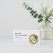 金ゴールドモノグラム模様メイクアップアーティスト名刺 名刺 (スタンド正面)