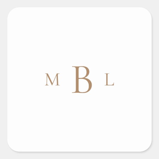金ゴールドモノグラム結婚ホワイト スクエアシール (正面)
