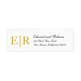 金ゴールドモノグラム結婚書道差出人住所 ラベル