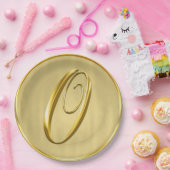 金ゴールドモノグラム結婚Oのカスタムモノグラム結婚式 ペーパープレート (パーティー)
