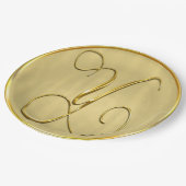 金ゴールドモノグラム結婚Yのカスタムモノグラム結婚式 ペーパープレート (アングル)