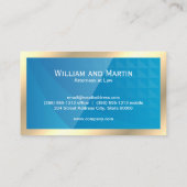 金ゴールドモノグラム | QRコード | 青い幾何学的 名刺 (裏面)