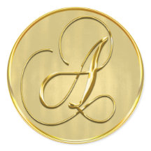 金ゴールドモノグラムAシール結婚式招待状ホリデイ