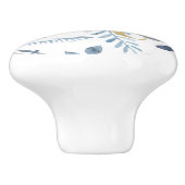 金ゴールドモノグラムAzureブルーボ葉タン結婚ズ セラミックノブ (側面)