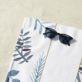 金ゴールドモノグラムAzureブルーボ葉タン結婚ズ ビーチタオル (インサイチュ)