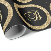 金ゴールドモノグラムBブラック ラッピングペーパー (ロールコーナー)