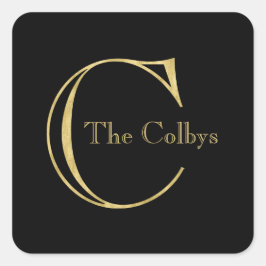 金ゴールドモノグラムCおよび任意の色の名前 スクエアシール