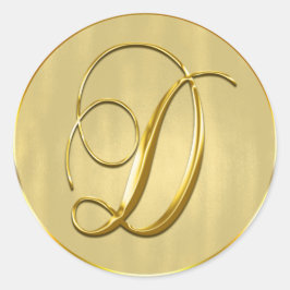 金ゴールドモノグラムDシール結婚式招待状ホリデイ ラウンドシール