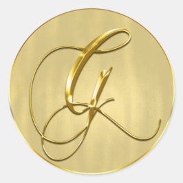 金ゴールドモノグラムGシール結婚式招待状ホリデイ ラウンドシール