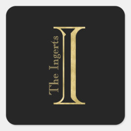 金ゴールドモノグラムIおよび任意の色の名前 スクエアシール