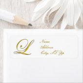 金ゴールドモノグラムLカスタマイズ差出人住所ラベル ラベル (インサイチュ)